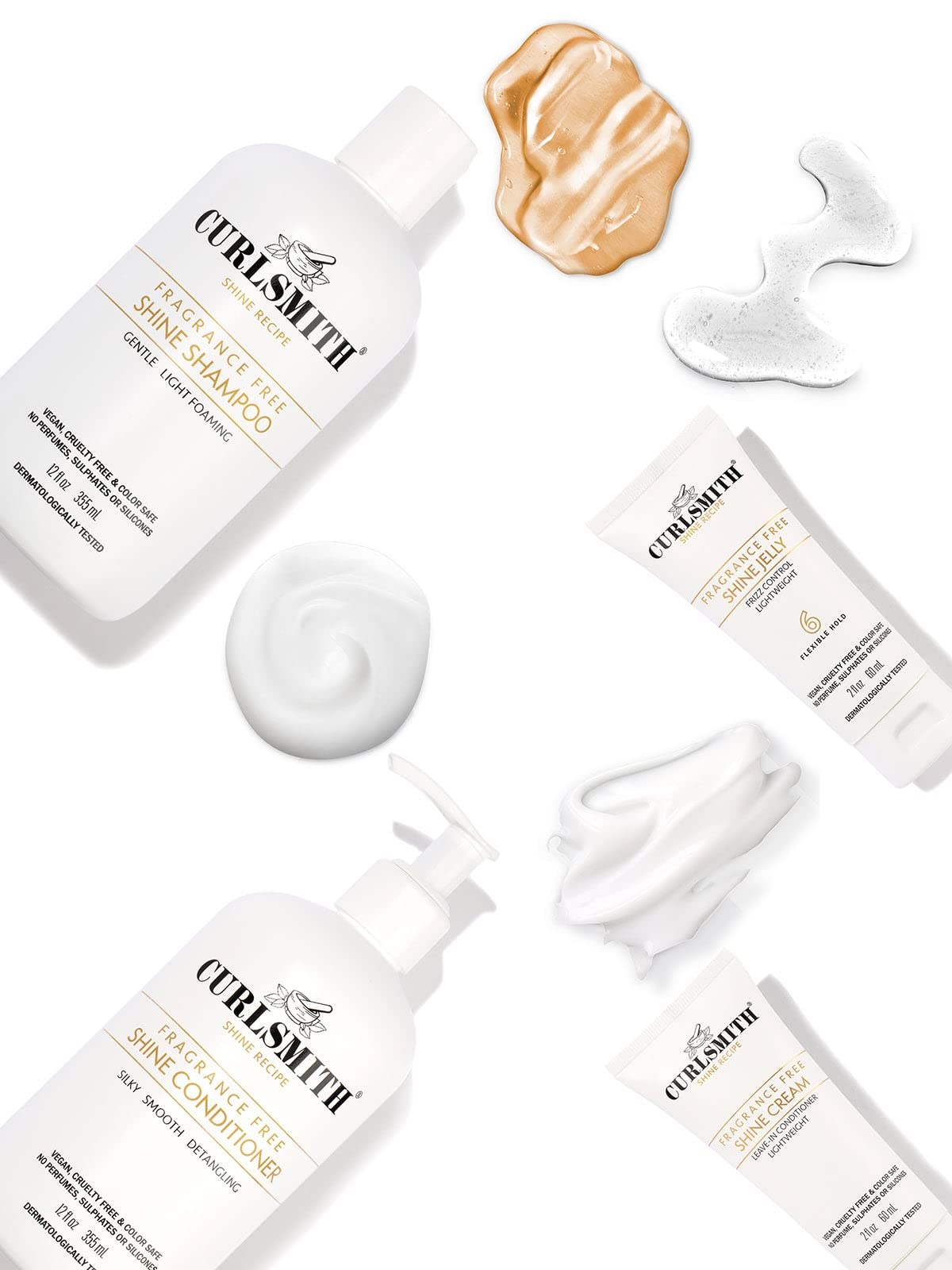 Curlsmith Shine Kit, Shampoo, Conditioner, Jelly & Cream, Sensitive, Fragrance Free, for All