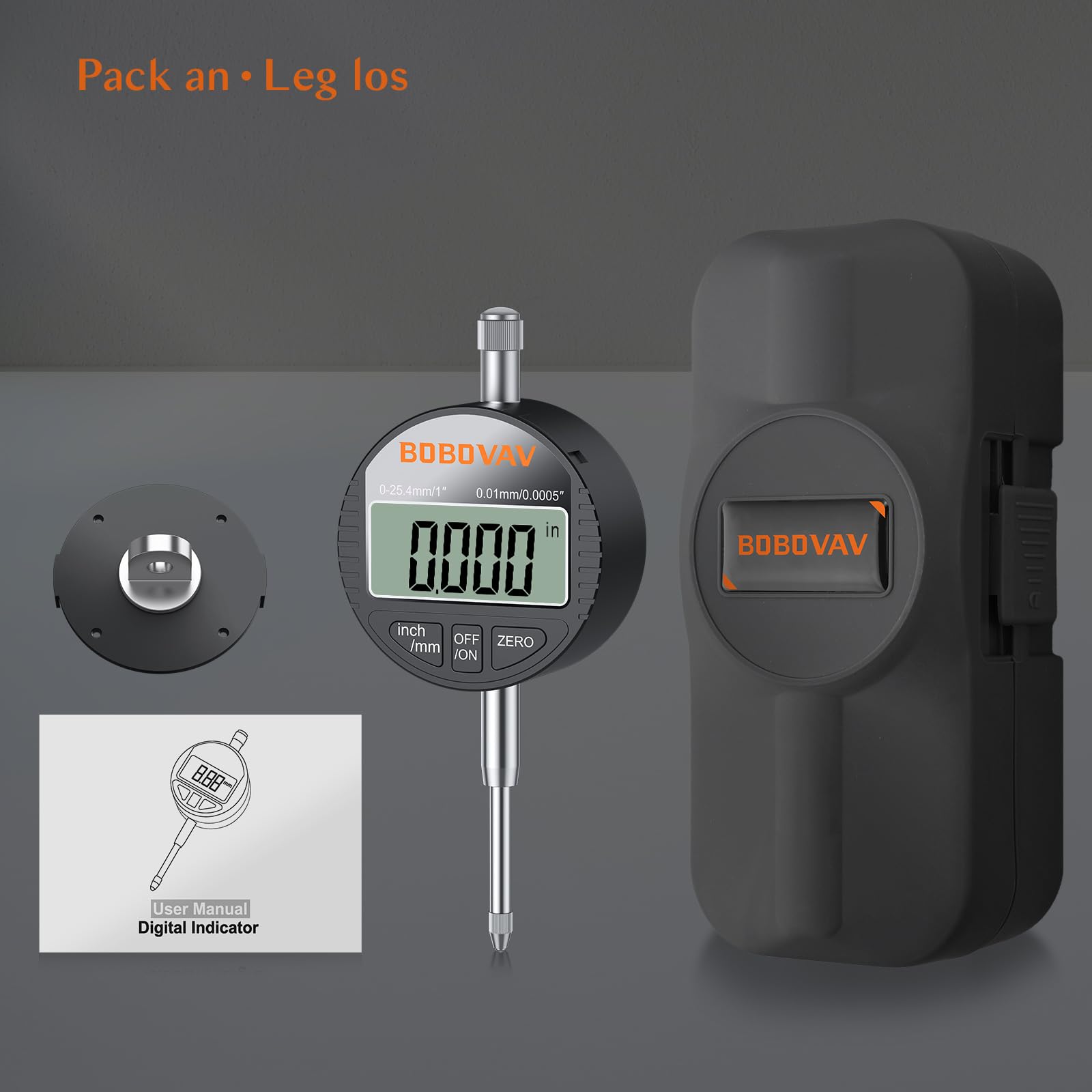 Indicateur Numérique À Cadran 0.01/.0005'' Avet Écran LCD Résolution De 0,01 Mm Sonde De Mesure À Comparateur Commutateur Mm/pouces Pour Mécaniques Et De Laboratoire