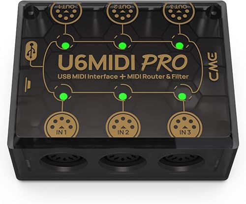 Miniatura 3 de CME U6MIDI Pro - Interfaz MIDI con enrutador, mapeador y filtro - MIDI USB plug-and-play para computadoras - MIDI independiente de 3 en 3 salidas