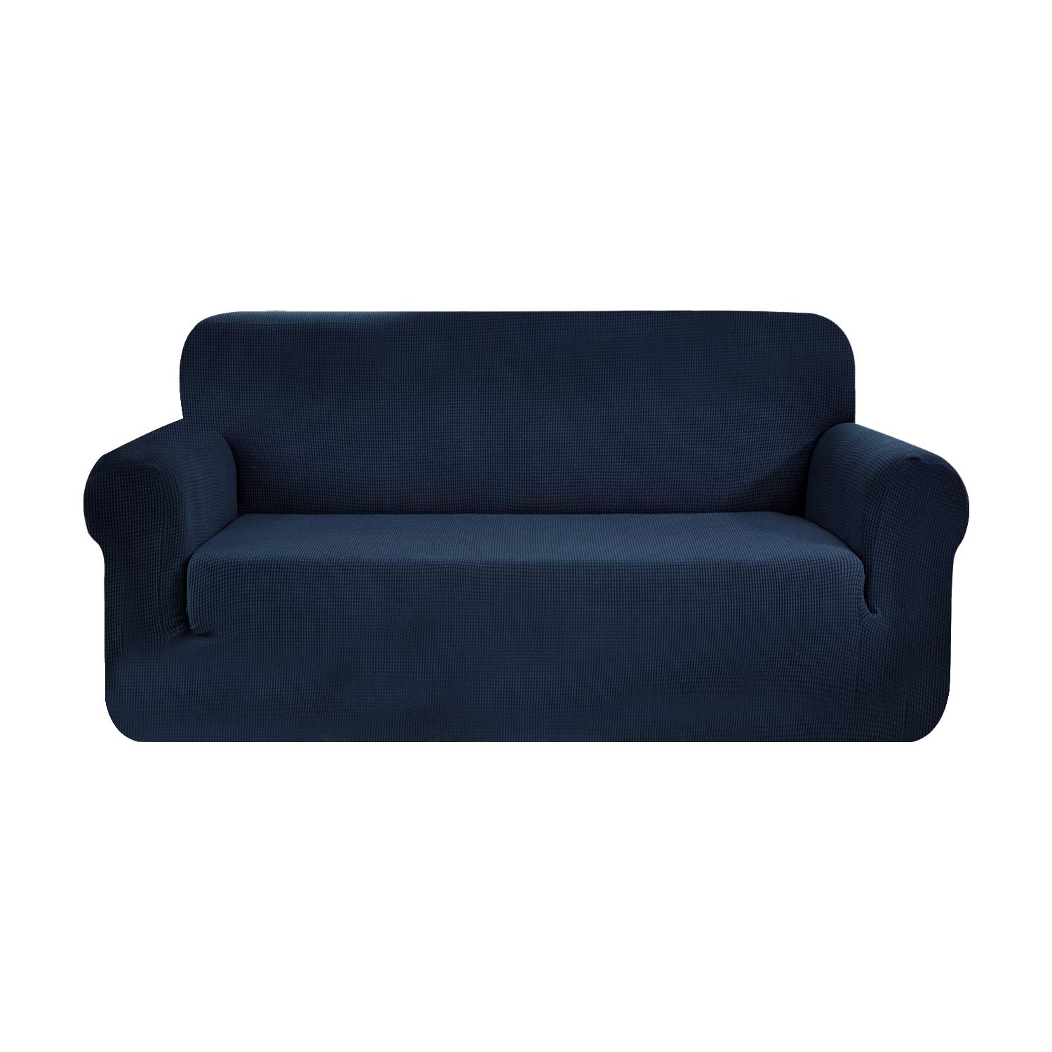 SAMSTEX Stylish Sofa Cover Stretch 1-Piece Sofa Slipcovers High Stretch Sofa Covers 3 Seater Thick Soft Sofa Protector Machine Washable Non Slip Couch Covers (3 Seater, Navy Blue)