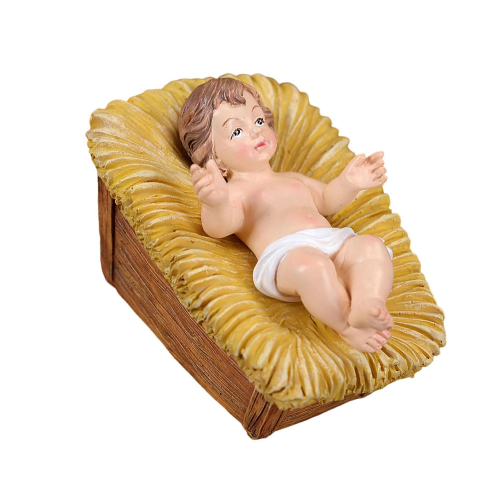 hogtnd Small Resin Nativity Scene Statues Baby Jesus Figurines with Nativity Scene Christian Holidays Home Decorations Christmas Centerpieces Religious Christmas Decorations
