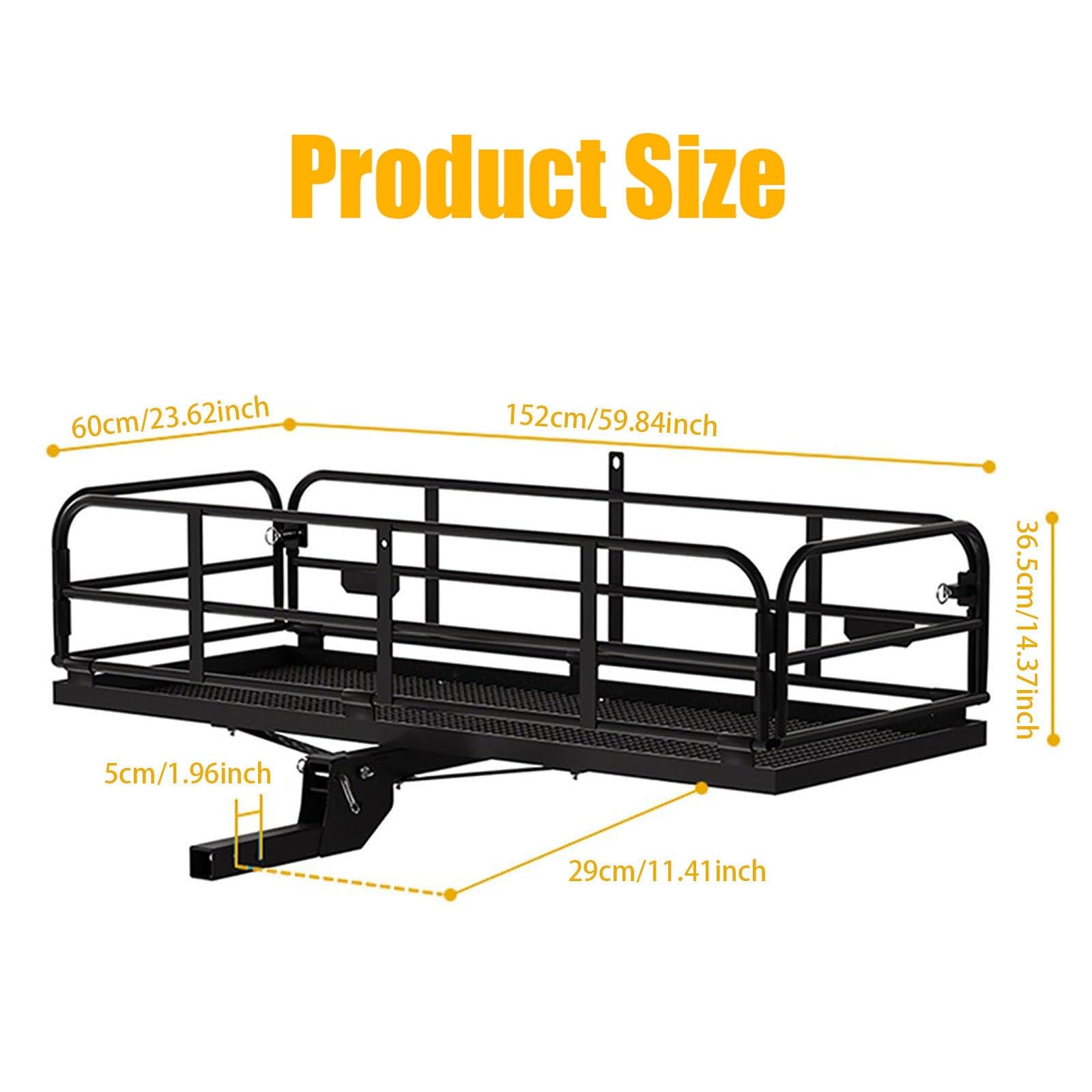 Hochleistungs-Lastenträger für die Anhängerkupplung, 230 kg/507 lbs zusammenklappbarer Gepäckträger, hinterer Gepäckkorb passend für 5 cm/2 Zoll Empfänger für SUV-Pickup-Truck