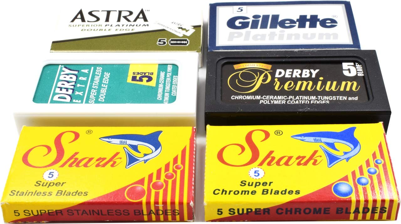 Astra-Derby-Shark 30 Quality Double Edge Razor Blades Sampler (6 different brands)