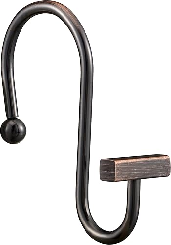 CHICTIE - Ganchos de cortina de ducha de bronce, anillos de cortina de ducha a prueba de óxido para baño, ganchos de ducha decorativos de metal