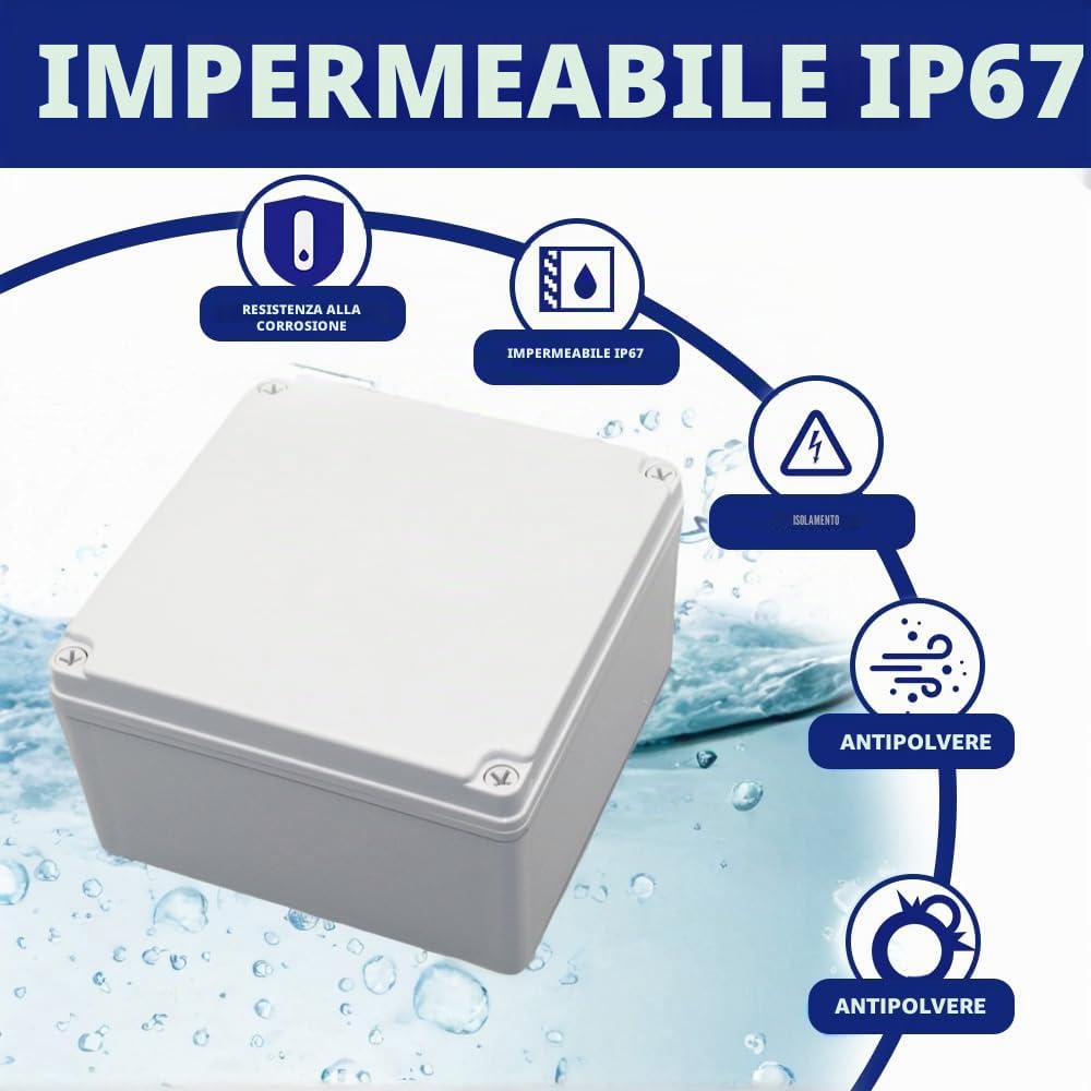 Project Box, copertura in plastica ABS IP67 scatola di giunzione elettronica, custodia impermeabile per fai da te (1 pz – 250 x 150 x 100mm), Grigio Chiaro