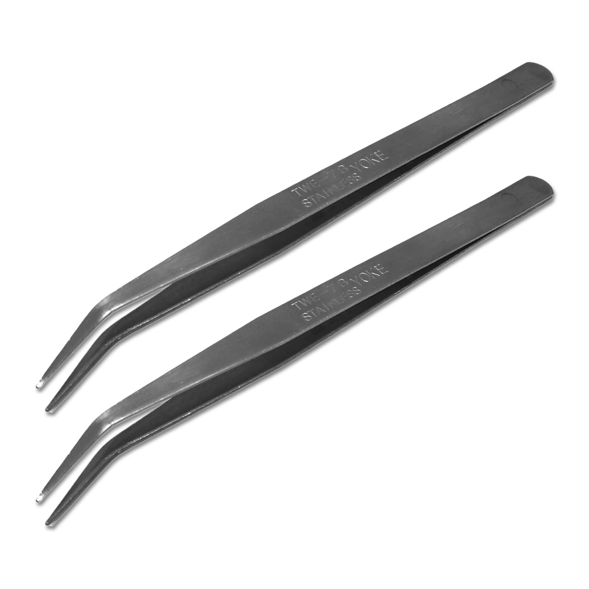 JYC CREATIVE 2 Pcs Stainless Steel Curved Tweezers for Eyelash Extensions and More Professional Application Tools