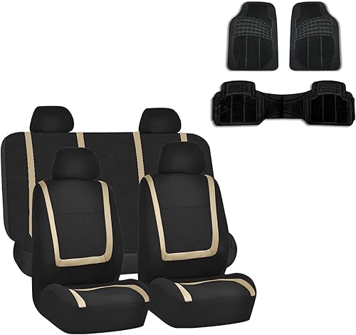 Miniatura 15 de FH Group Fundas de asiento de automóvil, accesorios interiores para automóviles, juego completo de fundas de asiento de tela plana única azul