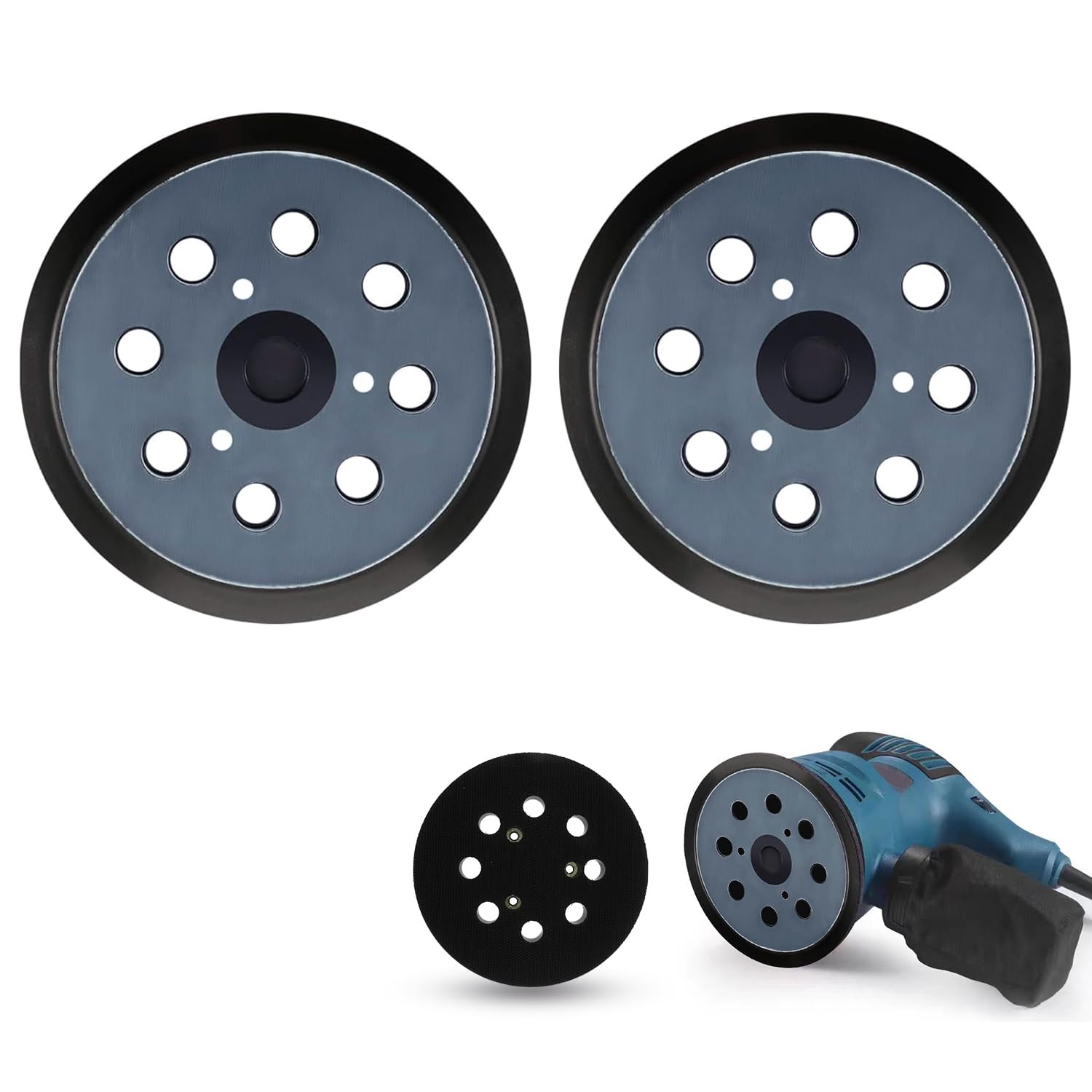 2 Pcs 5" 8-Hole Orbital Sander Pads for Makita, Hook and Loop Sander Discs Replacement Backing Pad, Compatible with Makita M9204 BO5030 BO5031 DBO180Z BO8041 DBO180RMJ BO5041 BO5010 BO5011 BO5012
