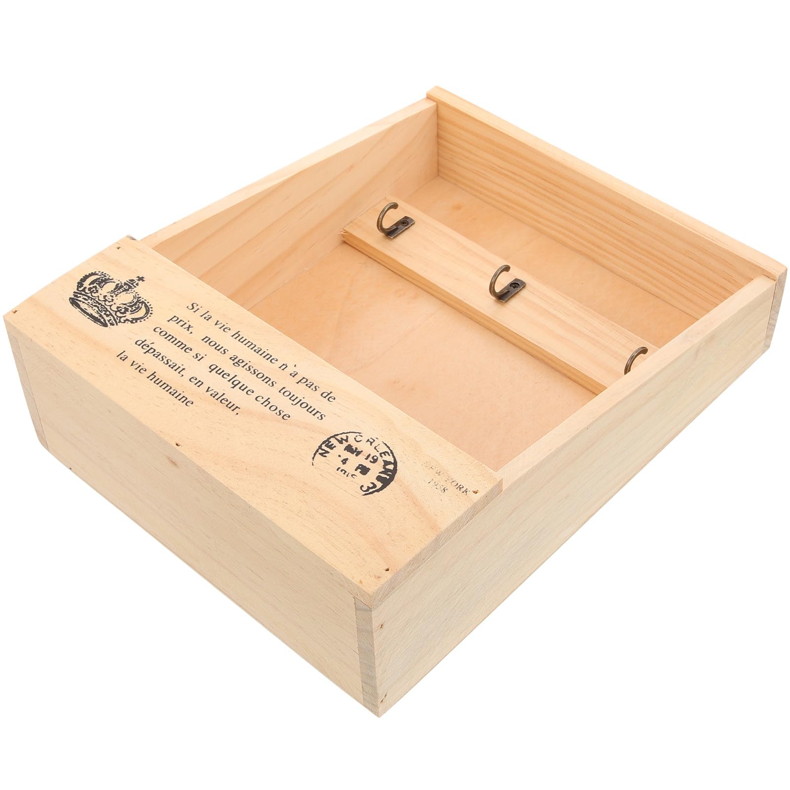 Caja de almacenamiento de llaves de madera con diseño multifuncional