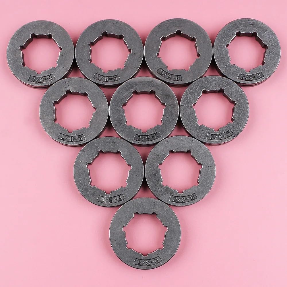Lote de 10 piñones for Motosierra 162, 181, 266, 268, 272, 281, 288, 362, 365, 371 y 372, Paso de 3/8 Pulgadas, 8 Dientes, Estriado estándar de 22 mm.