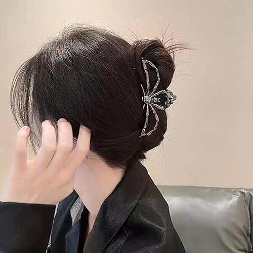 Miniatura 3 de Pinza para el pelo de araña, pinza de metal negro para cabello fino y grueso, antideslizante, pinzas de agarre para el cabello de Halloween,