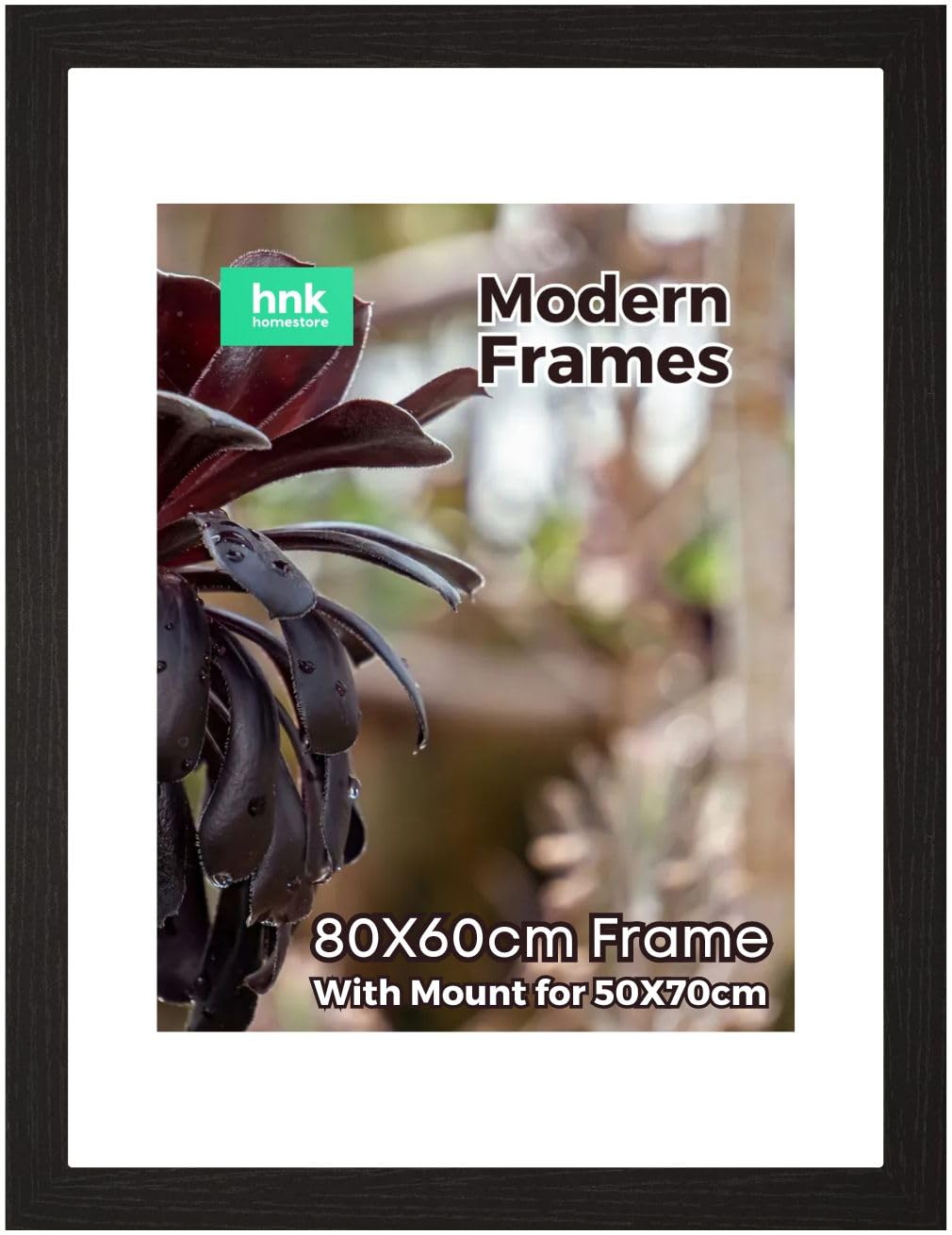 BLACK Large Picture Poster Frame Size 80 X 60cm, 800 X 600mm with White mount for Image, Photo, Artwork, or Print Size B2, 50 X 70cm, 500 X 700mm [BLACK Frame] — image 1