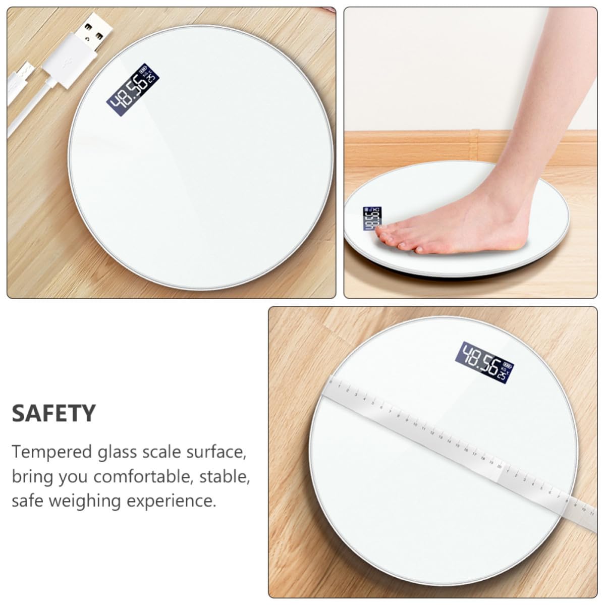 Digitale Körperwaage Weiß 180kg, mit LED Anzeige für Zuhause