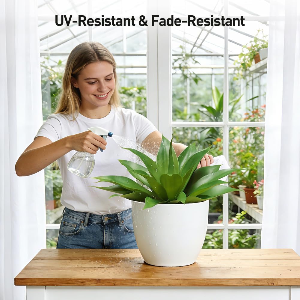 VeriNatural Artificial Agave Plant,17in Faux Plants Outdoor Decor,UV Resistant Large Potted Greenery,Realistic Plastic Succulents for Patio Porch Entryways Office Garden,Set of 2