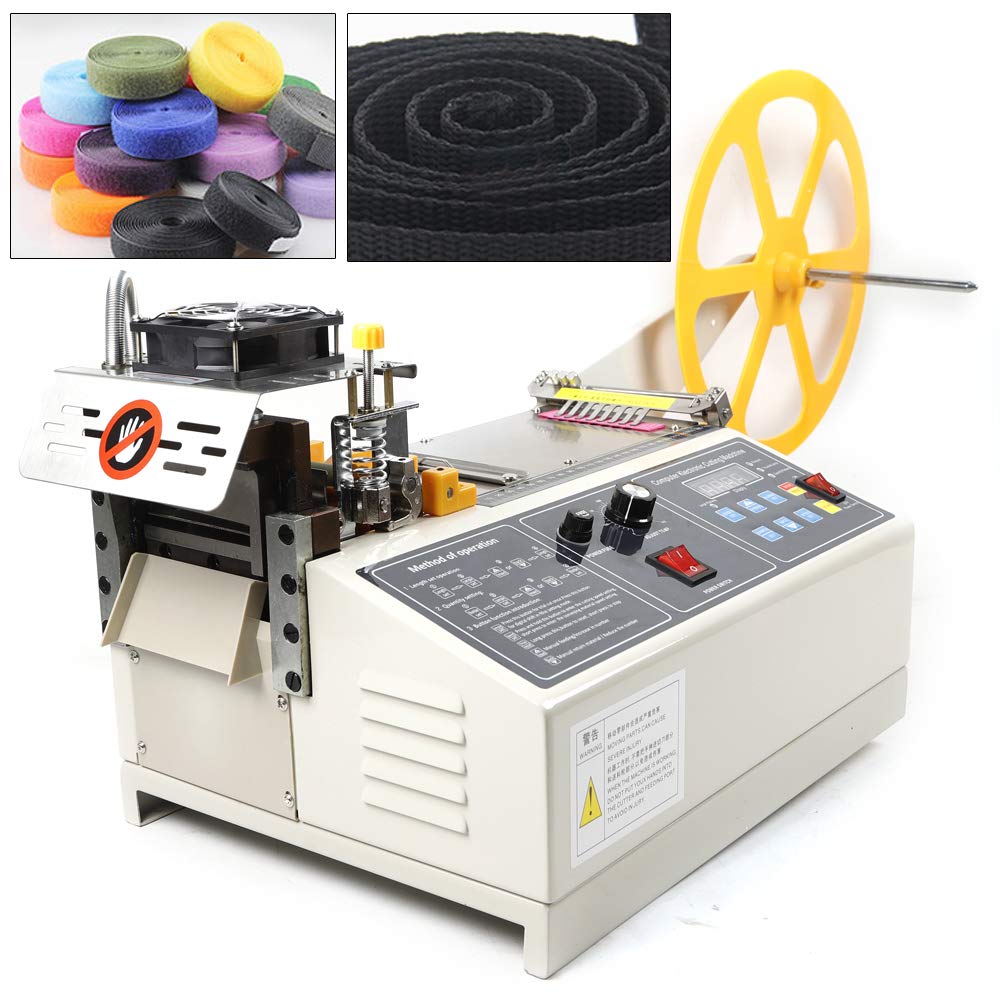 DYRABREST Automatic Tape Cutting Dispenser Machine Auto Tape Webbing Cutting Machine Automatic Hot and Cold Tape Cutter for Elastic Band Self Adhesive Tape Ribbon Zipper and More