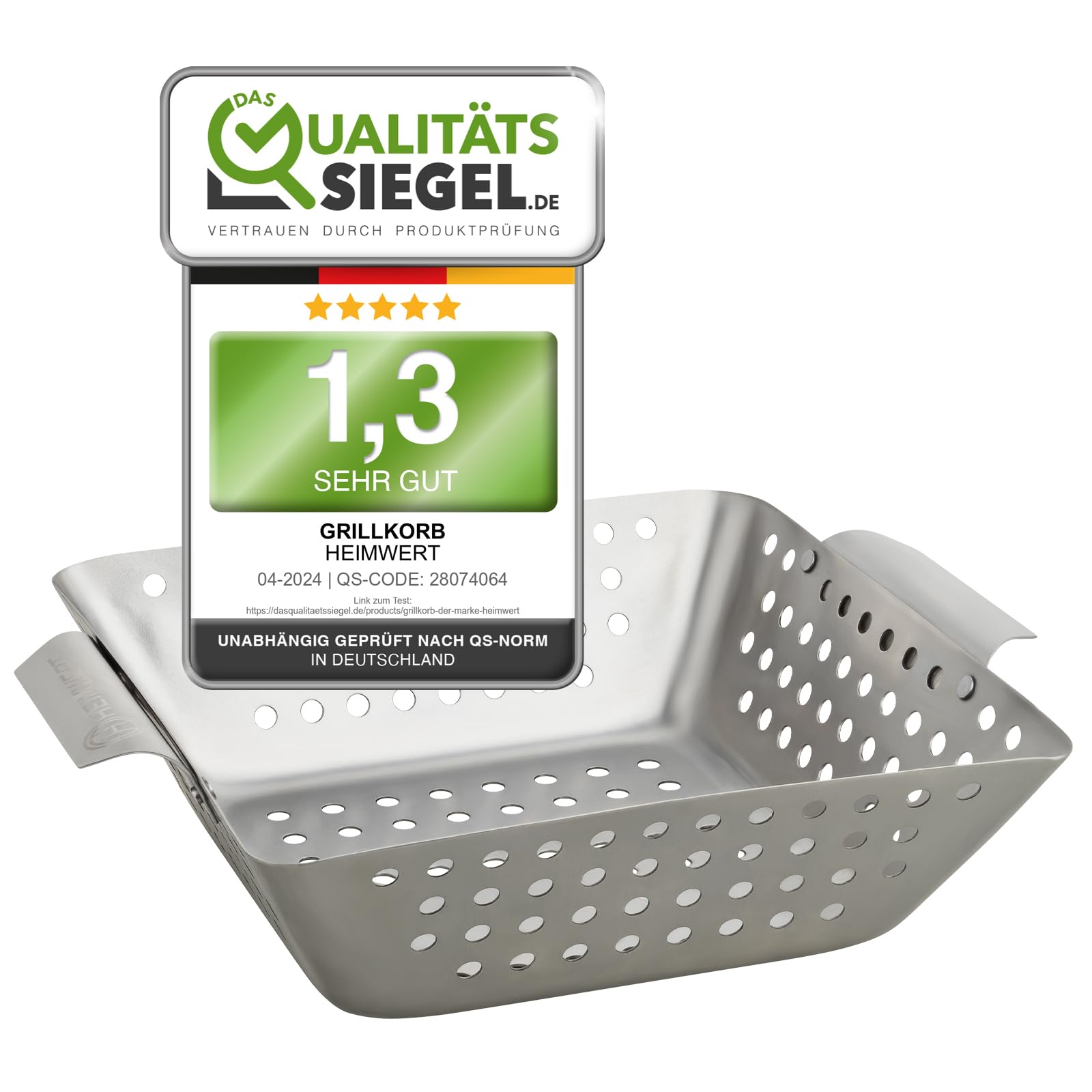 HEIMWERT Hochwertiges Premium Edelstahl Grillkorb 3er Set - Die hochrobusten und universell einsetzbaren Grillschalen - Das Original
