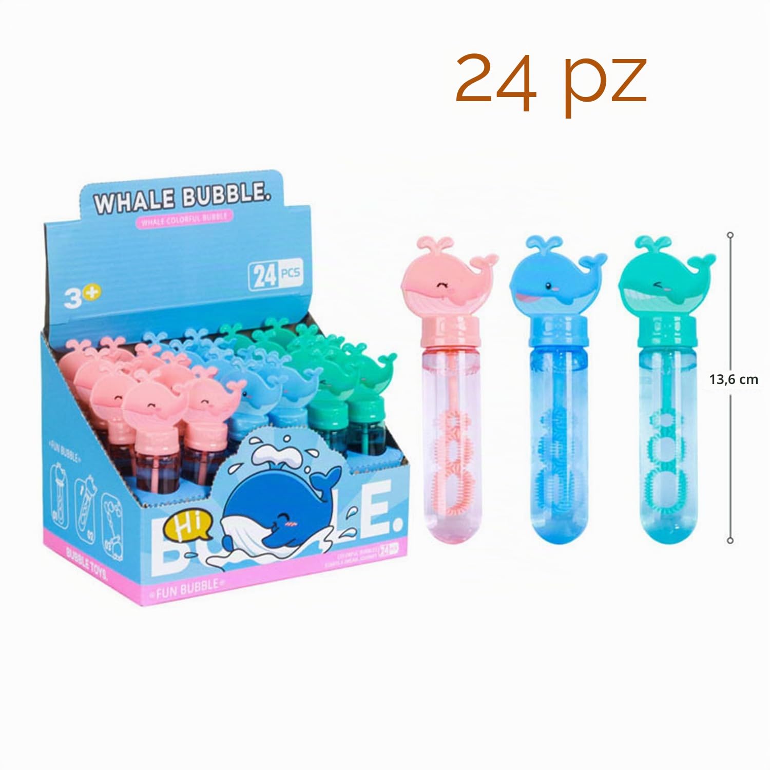 24 pezzi Bolla Giocattolo per Bambini,Set di Bolle di balene,Bolle di Sapone per Bambini,Bolle di Sapone Giocattolo,Bacchetta Bolle di Sapone per Matrimonio, Compleanno, Feste in Giardino