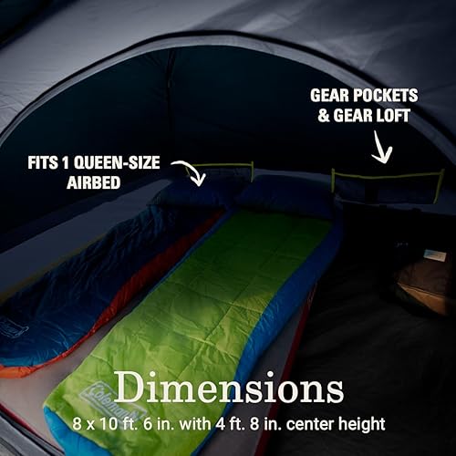 Miniatura 5 de Coleman Skydome Dark Room Camping Tent with Screen Porch & 5-Minute Setup, Weatherproof 46 Person Tent Blocks 90% of Sunlight, Rainfly & Carry Bag
