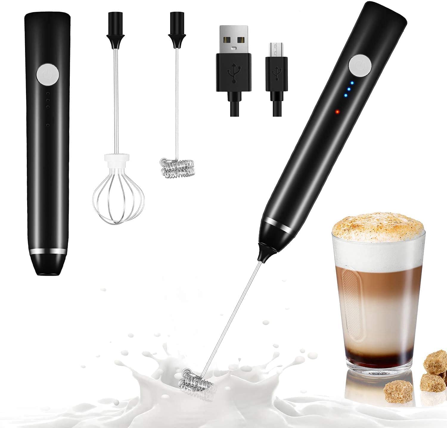BEYOND BASIC Mini Coffee Milk Egg Beater Electric Foam Hand Blender Mixer Classic Sleek Design Froth Whisker Latte Maker for Milk,Coffee, Beater,Juice,Cafe Latte,Cappuccino (Rechargeable Hand Blender)-image-38