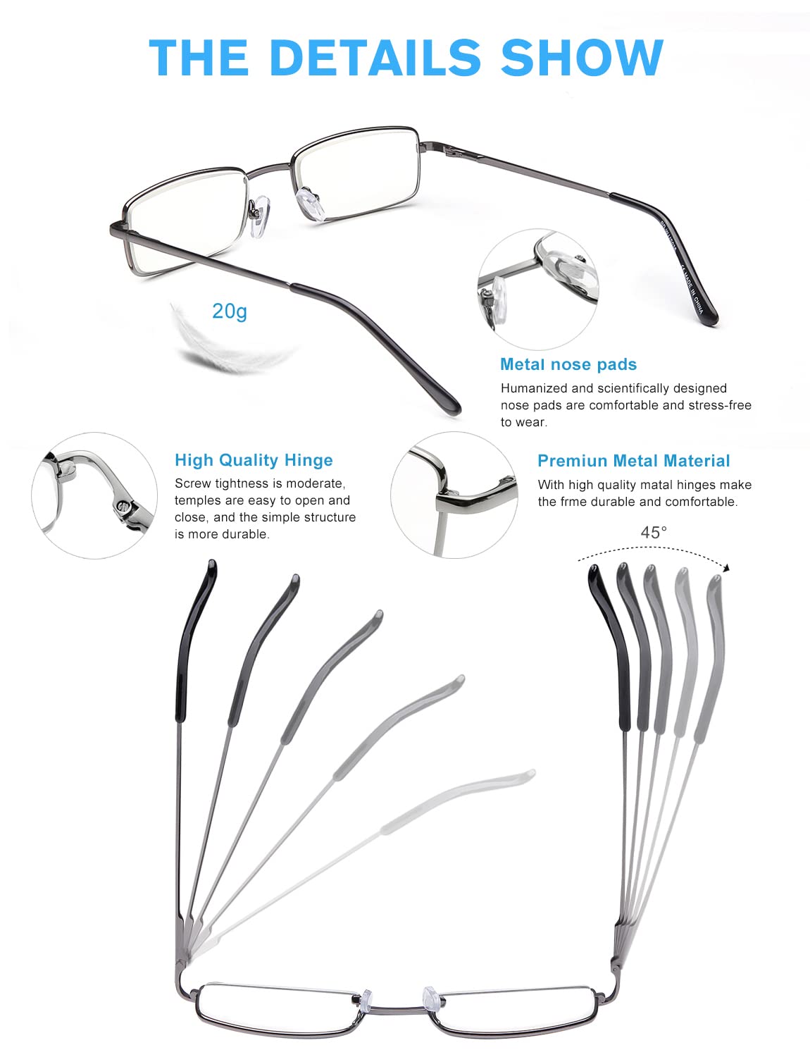OuShiun 3-Pack Mens Reading Glasses Blue Light Blocking - Image 2