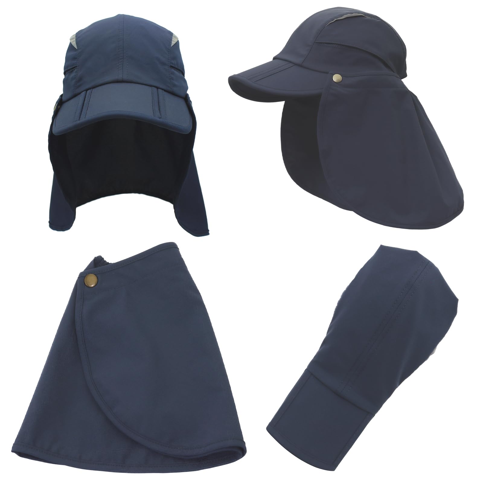 Sombrero con protección para el cuello, desmontable, multiusos, para verano, protección solar, transpirable, de secado rápido, protección UV