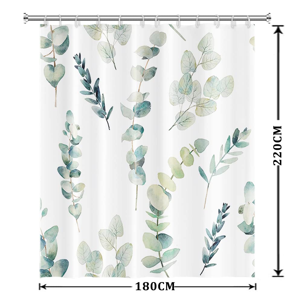 Uiiooazy Cortina de Ducha de Hoja Eucalipto, Cortinas de Ducha Verde Oro Abstracto Planta Cortinas de Baño Antimoho Impermeable Lavable Tejido de Poliéster Cortina Ducha con Ganchos 90x180cm — view 232
