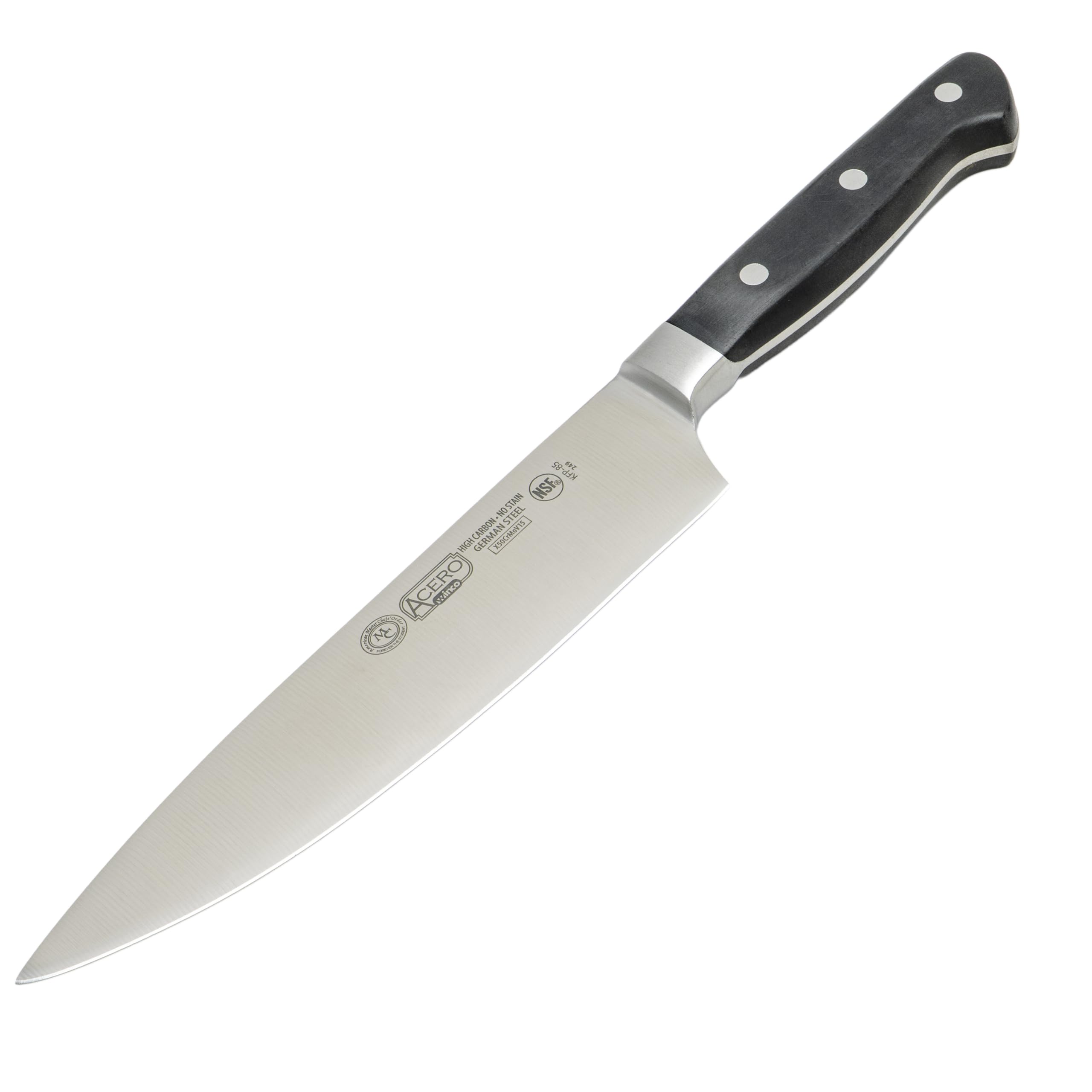 Winco 8" Chef's Stainless Steel Knife, High Carbon Steel, Short Bolster — Amazon image 3