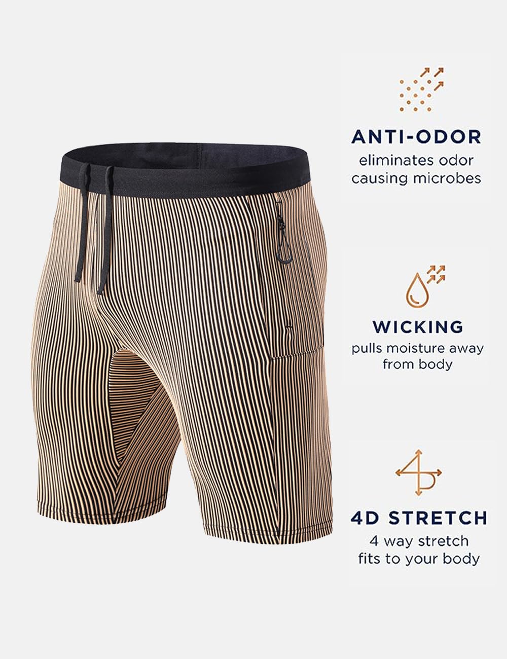 MIZOK Pantalones cortos de compresión para hombre, con bolsillos, para gimnasio y entrenamiento