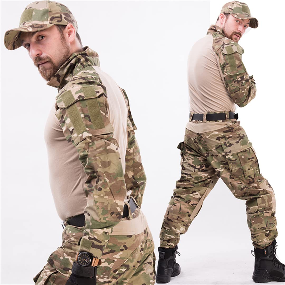 Kombinezon bojowy Camo1 Mundur wojskowy Army Cargo Pants Men Multicam Odzież myśliwska (czarna koszula 3XL)