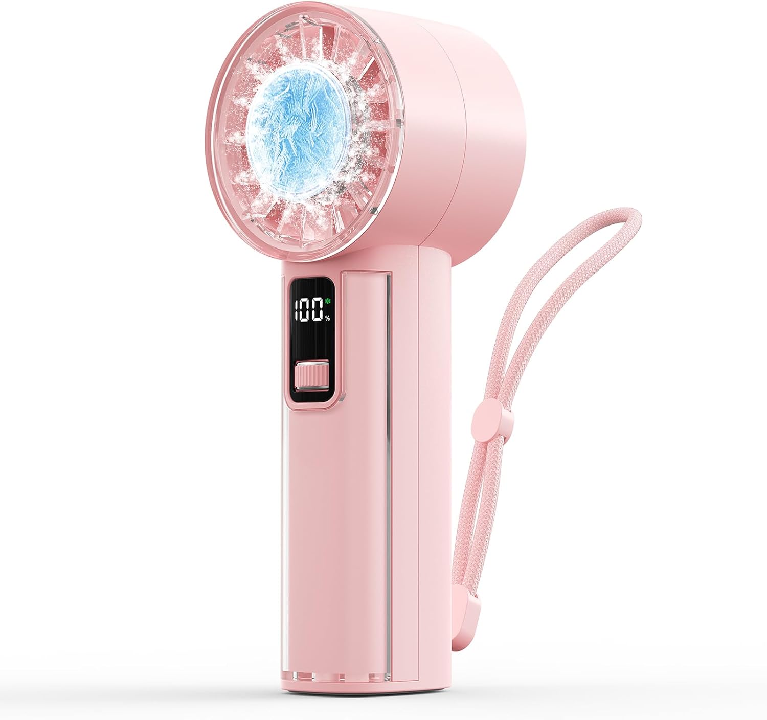 MORECORE Ventilador portátil de mano de alta velocidad con enfriador de hielo, tiempo de funcionamiento de 21 horas, velocidad de 1 a 100 y batería