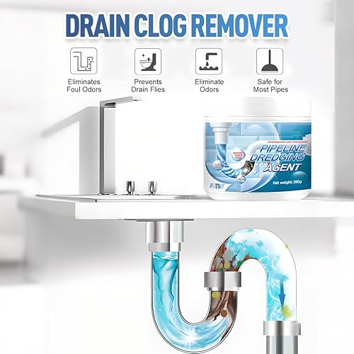 Miniatura 5 de Potente agente de dragado de tuberías, limpiador de drenaje de fregadero para cocina y baño, solución de desatascamiento para tuberías, inodoros y