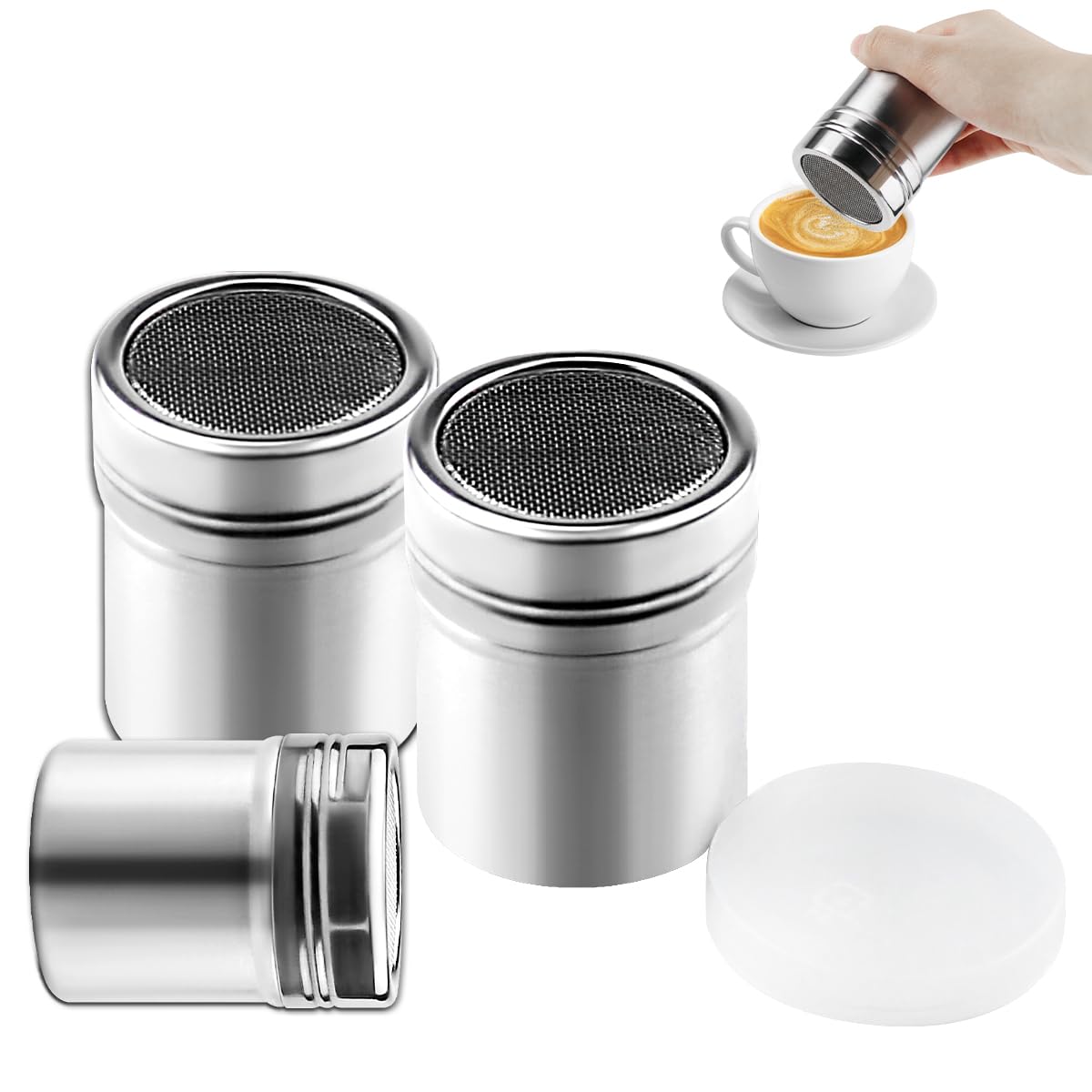 Saupoudreuse Cacao Lot De 2 Saupoudreurs De Sucre En Poudre En Acier Inoxydable Saupoudreuse Chocolat Poudre