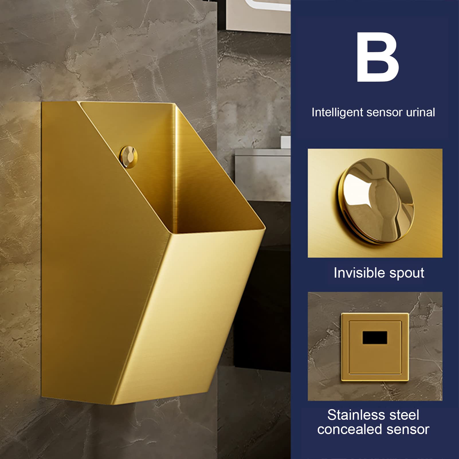 Orinatoio in acciaio inossidabile 304,Orinatoio ad alta efficienza residenziale commerciale Washout,Orinatoio di lavaggio degli uomini,Orinatoio sensore a parete,Per casa, hotel, bar