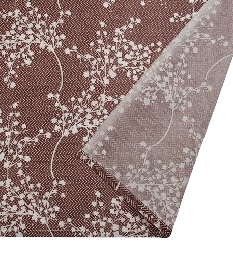 Image of Floral Printed Home Decor Curtains for Living Room, Bedroom Doors and Windows Panel, Parda, Eyelets Hanging, Coffee, 4 x 6 Feet, 1 Piece