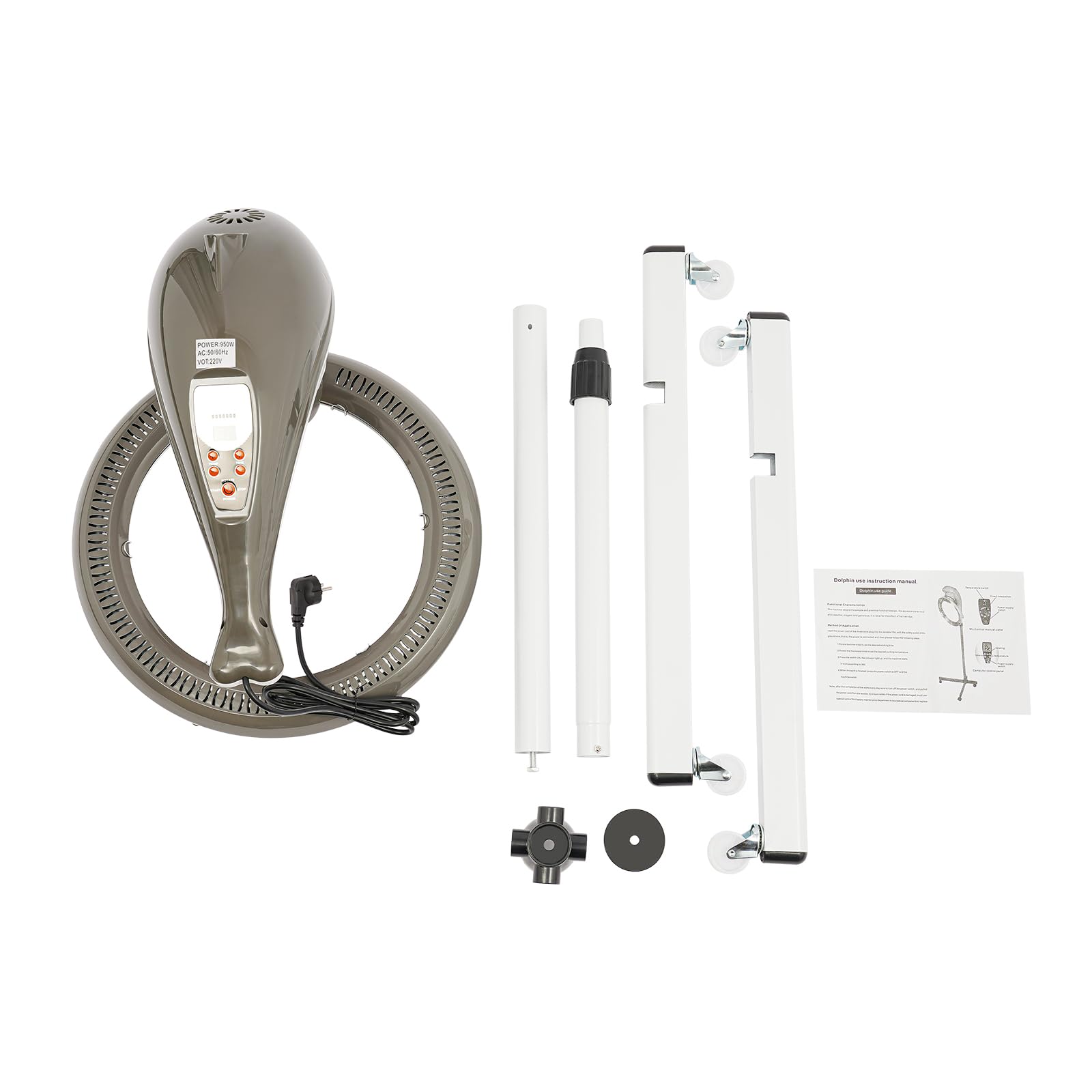 Chauffage De Coiffure Avec Support 950W, Appareil De Coloration Pour Salon De Coiffure, Rotation à 360°, Processeur De Couleur, Coiffage Permanent, Pour Salon Spa, Soins Capillaires à Domicile (Gris)
