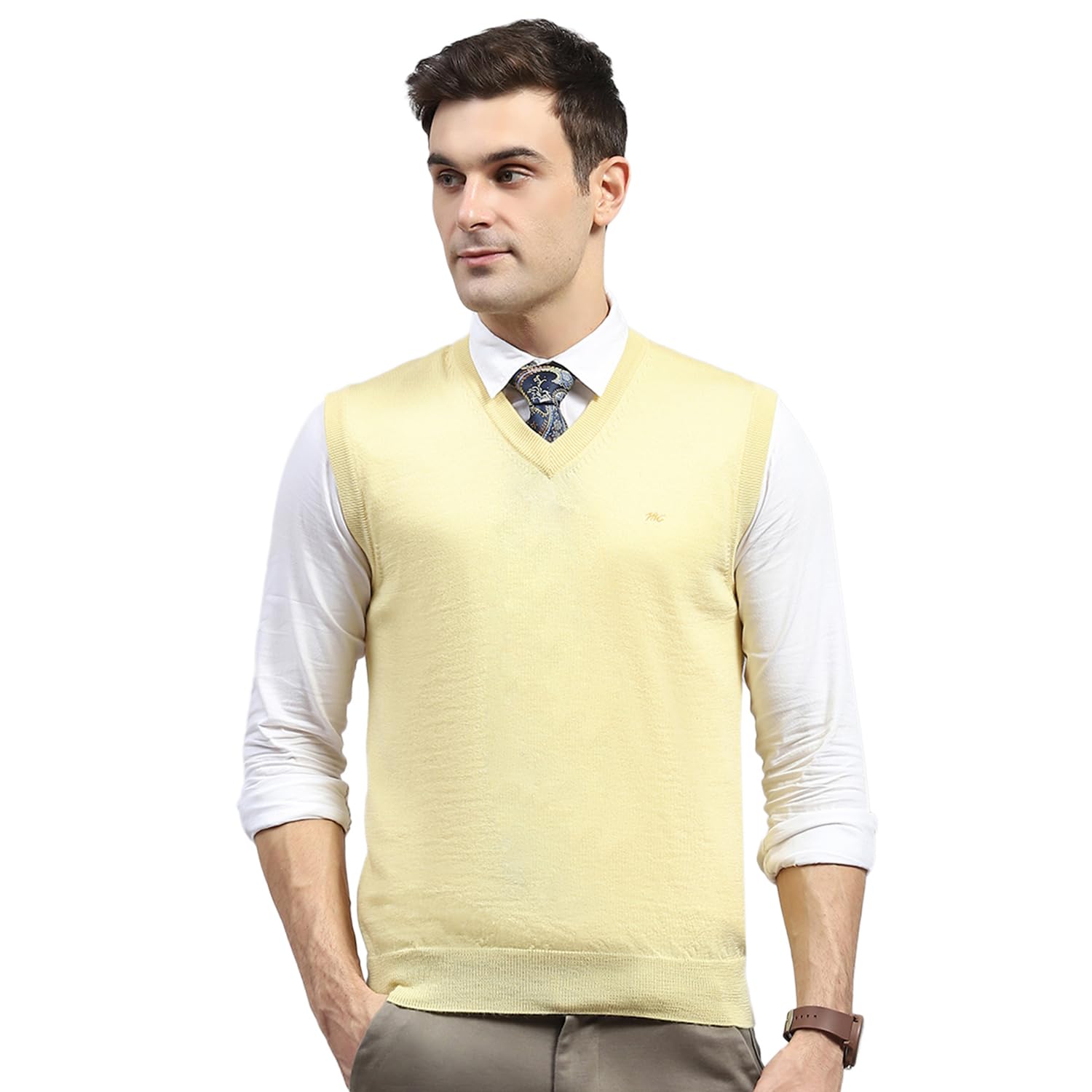 Mens Solid Navy Blue V Neck Sleeveless Sweater | Warm Woolen Pullover for Men | Soft Comfortable Knitted Winter Wear Sweater for Men's-image-29
