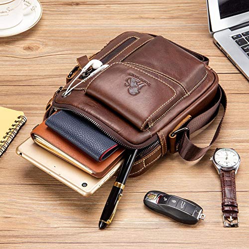 Leather men's shoulder bag head layer leather handbag vertical tablet briefcase3