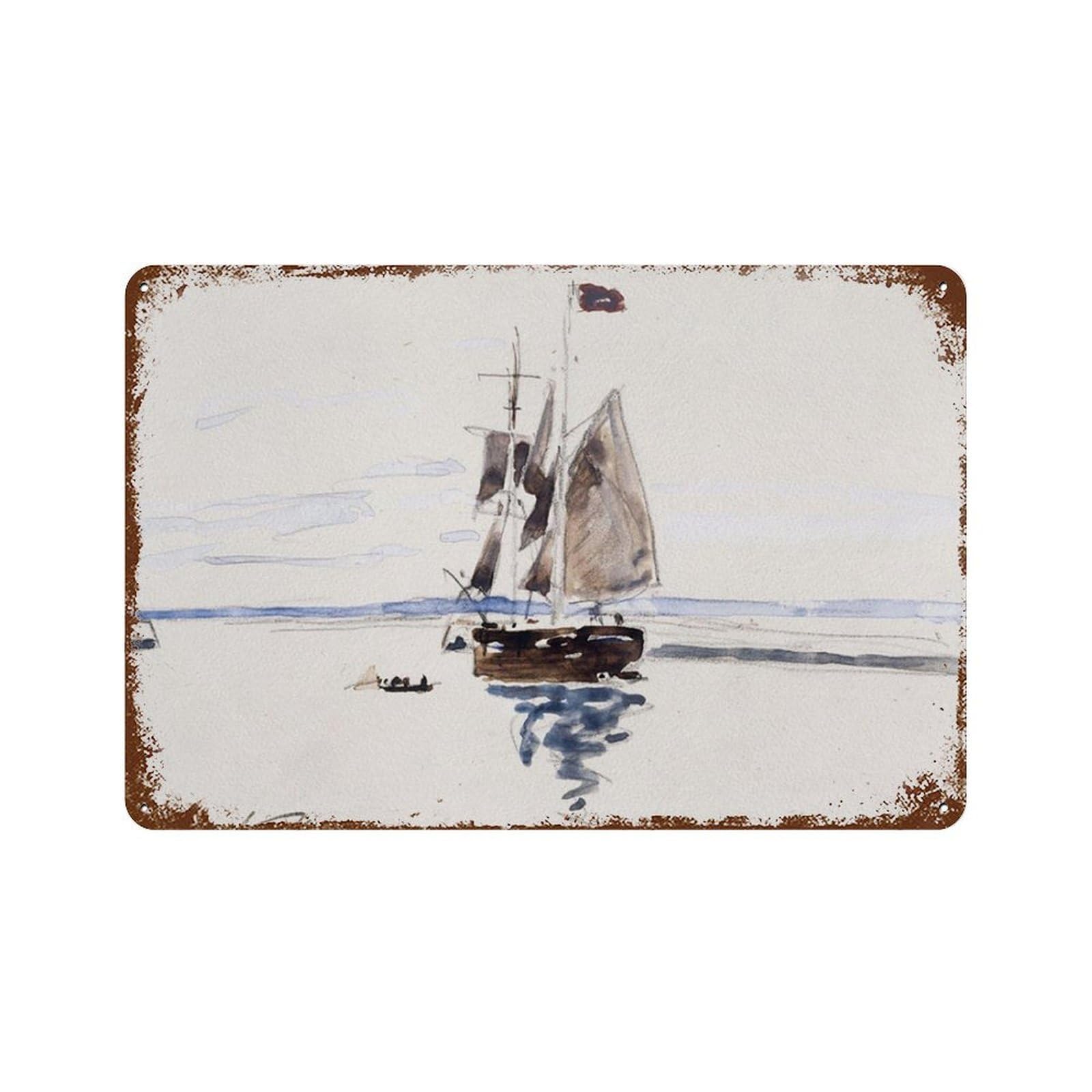 xiaoxiaoshen Neutral Nautical Sailboat, Vintage Nursery Wall Decor Art Metal Tin Poster Modern Home Decor Art Home Bar Shop Decorations Vintage Sign 20x30cm