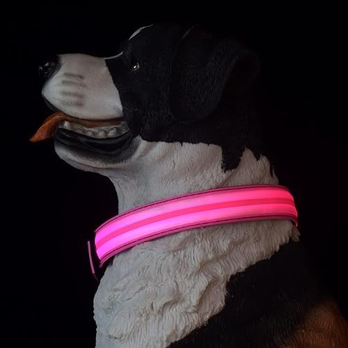 Miniatura 78 de Collar LED para perro, 15 modos de luz, USB-C recargable, silicona ajustable, varios colores (negro, M (11.8-15.7 pulgadas)