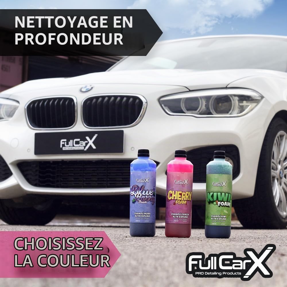 FULLCARX Cherry Foam 5 Litres Shampoing Rose Mousse Active Voiture, Haute Concentration, Encapsule Saleté, Pouvoir Moussant Élevé Snow, Savon Nettoyant Lavage Produit Nettoyage Detailing Professionnel
