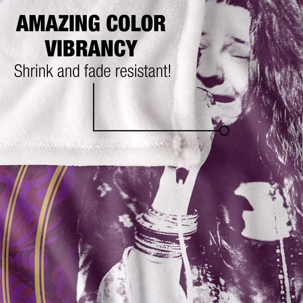 Janis Joplin Blanket, 50"x60" Janis Gold Framed Silky Touch Super Soft Throw Blanket