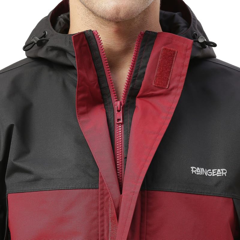 Image of ZEEL Raingear Stylish Multi-Coloured Rain Jacket For Men Waterproof For Bike Riders With Adjustable Hood Along With Inner Pockets,Rainwear With Lightweight Polyester Jacket, Zrs001