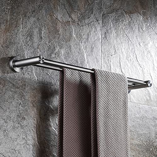 Porte-serviettes mural double 80 cm acier inoxydable durable argent moderne - 7