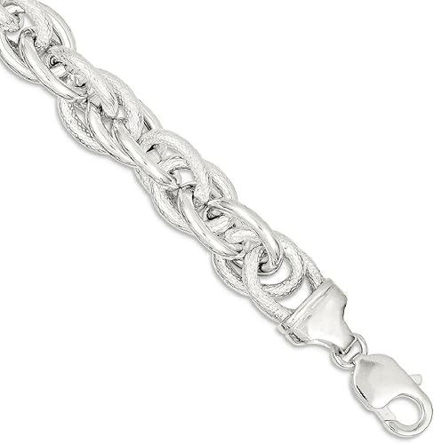 Miniatura 6 de IceCarats Pulsera de cadena de eslabones de plata de ley 925 de 7.75 pulgadas, Plata Esterlina, No es una piedra preciosa