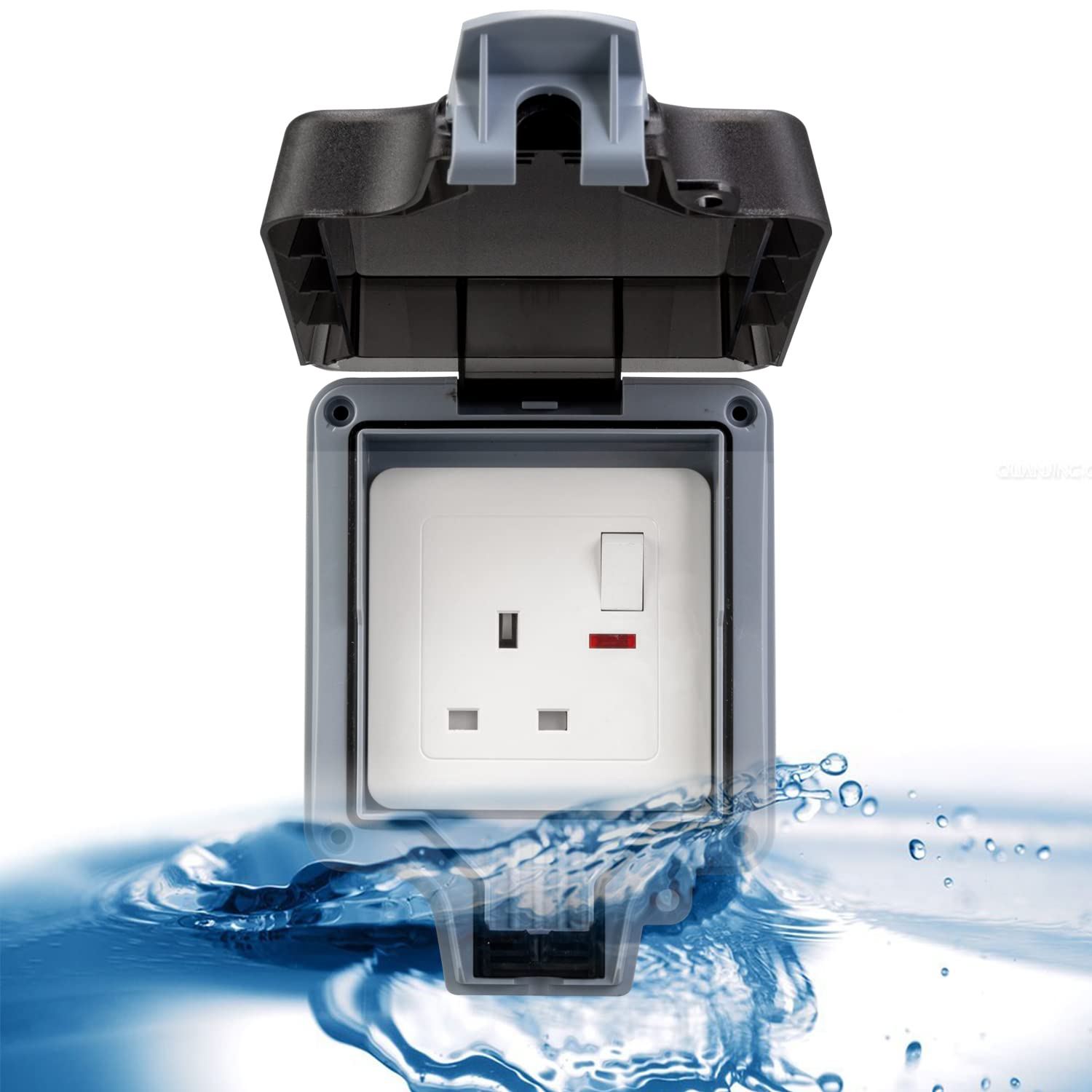 HerePow Weatherproof Outdoor Switch & Socket, 13A Outdoor Socket for