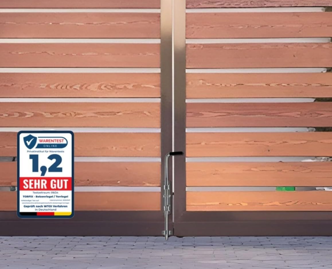 Bolzenriegel 420 mm, verzinkter Stahl – robuster Torriegel für Garten‑ & Hoftore, links - rechts montierbar, inkl. 6 × selbstbohrende Torx‑Schrauben