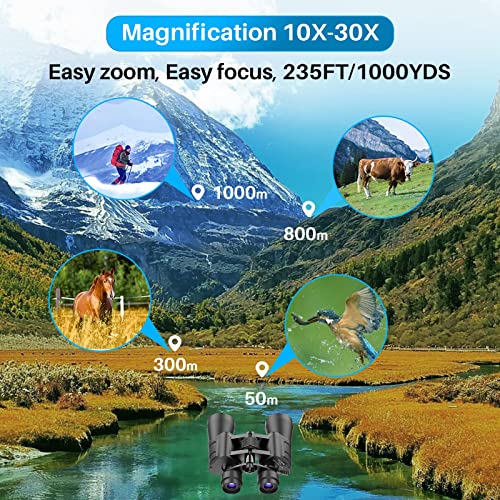 10-30X50 High Powered Military Zoom Binoculars For Adults, Daily Waterproof/Bak7 Prism/Fmc Lens Hd Professional Binoculars For Bird Watching Hunting Concerts (10-30X50, Zoom) #TOP2