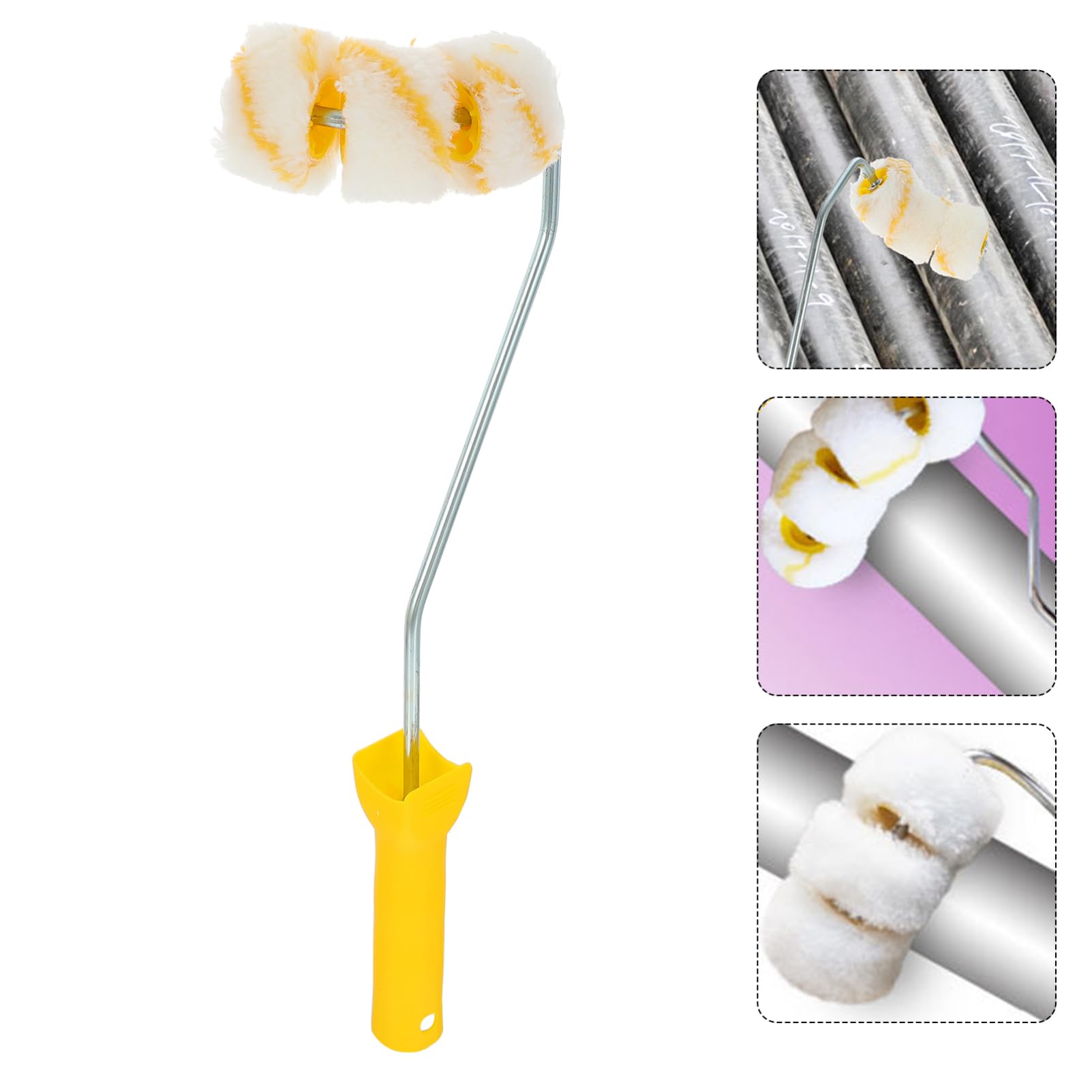 SHERCHPRY 2 Piezas Cepillo de para Tuberías de Gas con Ruedas de Ruedas y Mango Rodillo para Pintar Tubos de Recambio de Cepillo para de Alta y Acabado