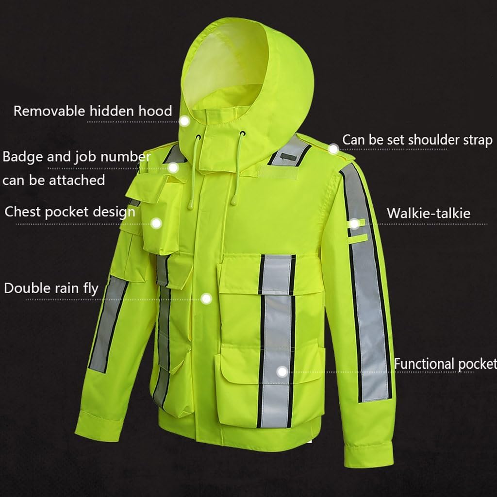 Kamizelki bezpieczeństwa Lichtgewicht veiligheidsvest Waterdicht veiligheidsvest met afneembare hoed Reflecterende veiligheidsvesten Reflecterend pak met hoge zichtbaarheid Moda