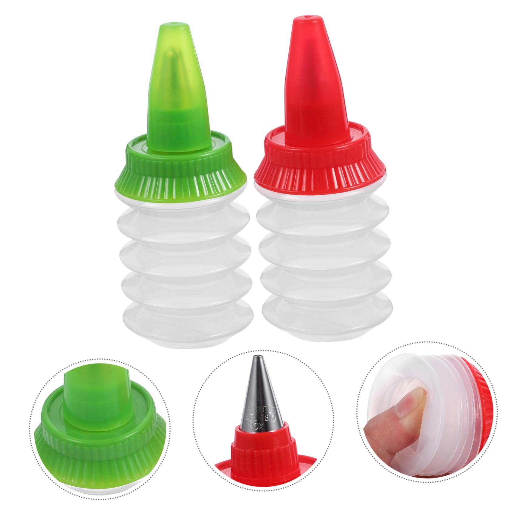 Cabilock 2 Botellas De Glaseado De Galletas Con Acopladores Y Puntas De Tubería De Acero Inoxidable Botellas De Azúcar Glaseado Real Botellas De Glaseado De Galletas.